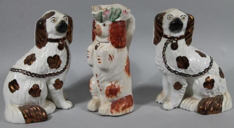 A late 19thC Staffordshire begging spaniel jug