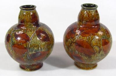 A matched pair of early 20thC Doulton stoneware vases - 2