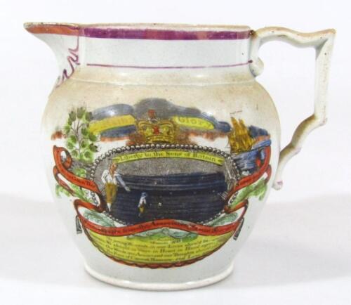 A very early 19thC cream ware lustre Liberty To The Sons of Britain