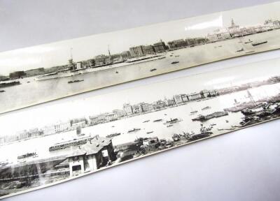 Shanghai harbour 1920's panoramic black and white photograph