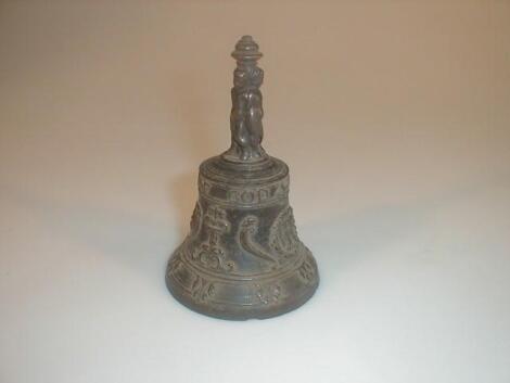 A late 16thC Flemish bronze hand bell