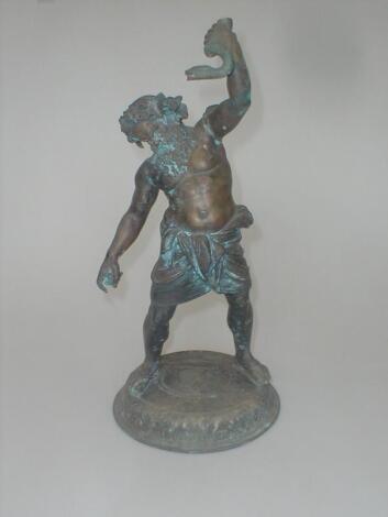 After the Antique. A 19thC. Italian Grand Tour bronze figure of Dionysius (Bacchus)