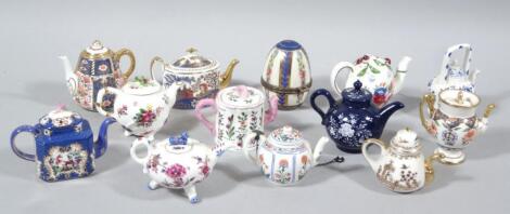 Various CW reproduction miniature bone china and other teapots