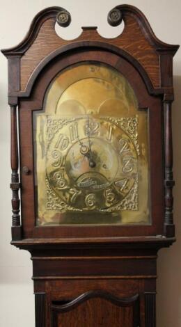 A principally late 18thC Country oak and mahogany longcase clock