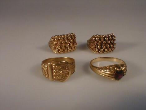 Four 9ct gold gentleman's signet rings