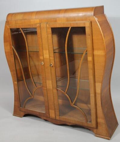 A 20thC Art Deco walnut display cabinet