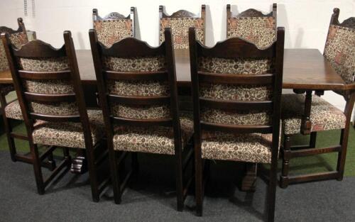 A 20thC Webber Furniture oak finish refectory table