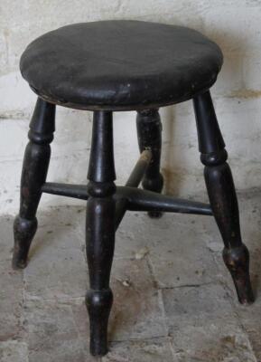 A 19thC stained ash and elm stool