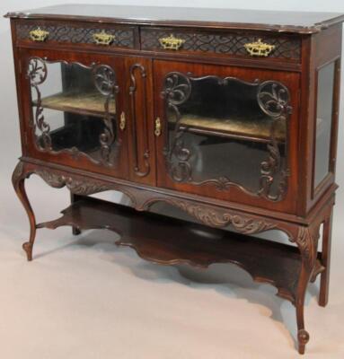 A late 19thC mahogany stained display cabinet