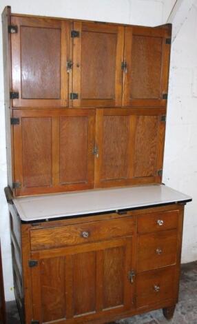 A 1930's oak Easiwork kitchen cabinet