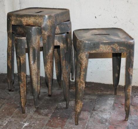 A set of early 20thC metal industrial stools