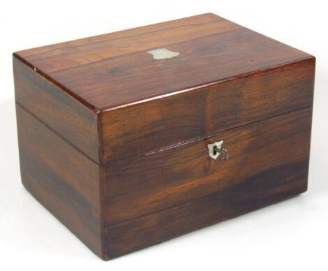 A 19thC polished rosewood jewellery casket