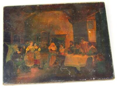 19thC English School. Interior tavern scene - 2