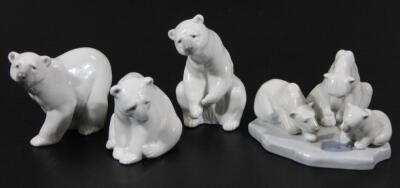 Various Lladro polar bear figures