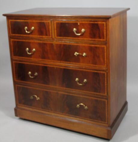 An Edwardian mahogany and boxwood strung Sheraton revival chest