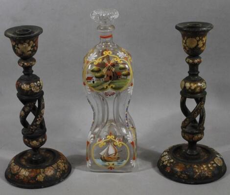 A Continental glass waisted decanter