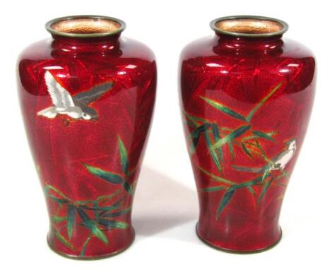 A pair of 20thC cloisonné vases