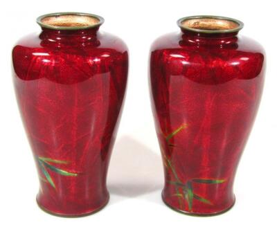 A pair of 20thC cloisonné vases - 2