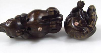 A set of twelve Chinese polished wooden netsuke zodiac figures - 3