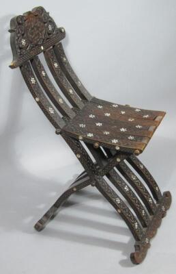 A Syrian hardwood folding chair - 4