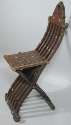 A Syrian hardwood folding chair - 4