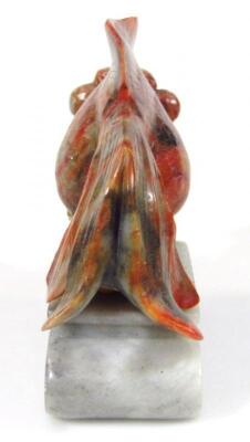 A 20thC tri-coloured soapstone figure of a fish - 4