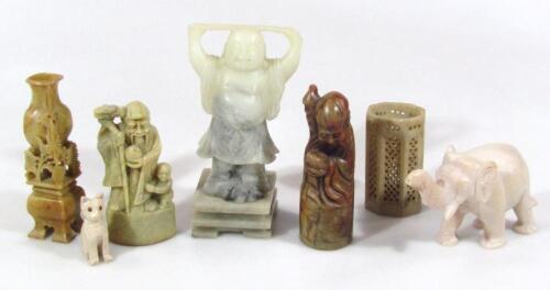 Various 20thC soapstone