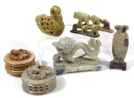 Various soapstone carvings