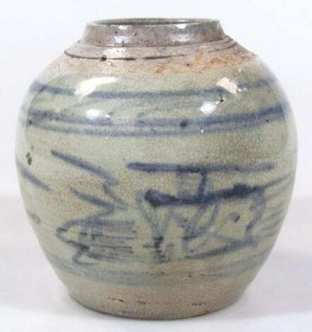 A Ming style Chinese pottery globular vase