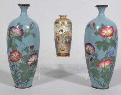 A pair of early 20thC cloisonné vases