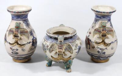 A Japanese earthenware garniture - 2