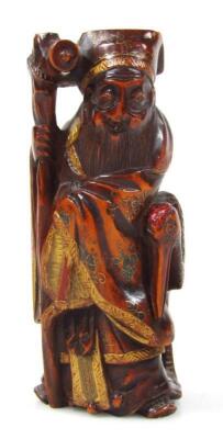 A Meiji period Japanese carved hardwood okimono figure