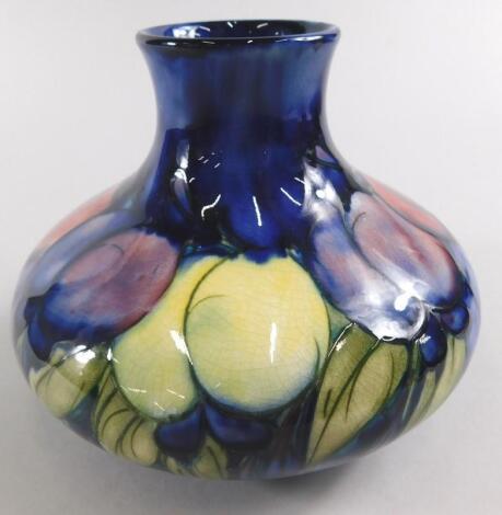 A Moorcroft Wisteria pattern squat vase