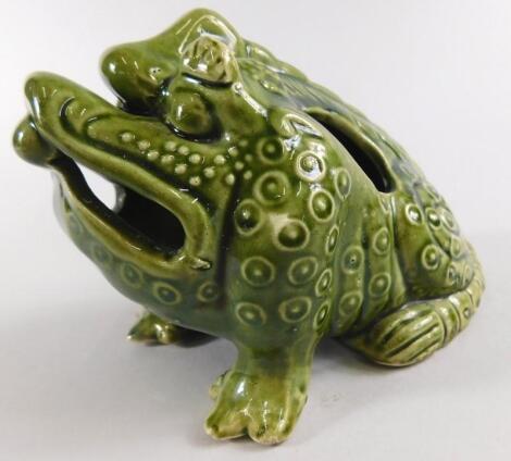 A Burmantofts type small grotesque figure of a toad