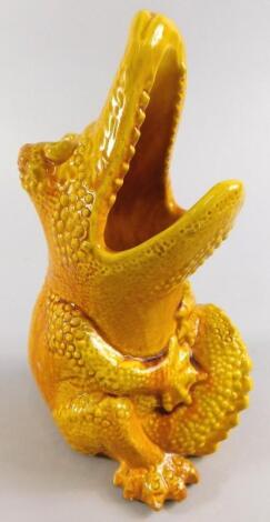 A Burmantofts faience grotesque model of an alligator