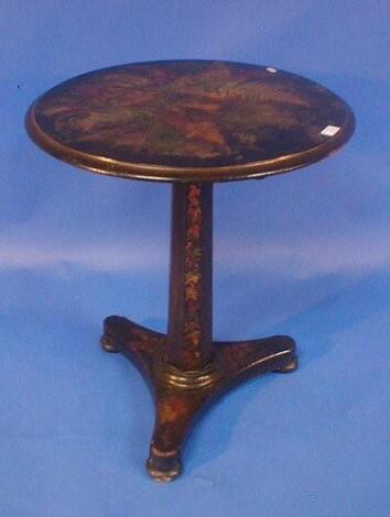 An early 19thC ebonised pedestal table