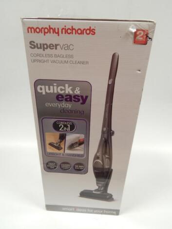 A Morphy Richards Super Vac cordless bagless vacuum cleaner