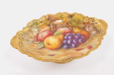 A Royal Worcester porcelain tazza painted with fruit by T Lockyer - 2