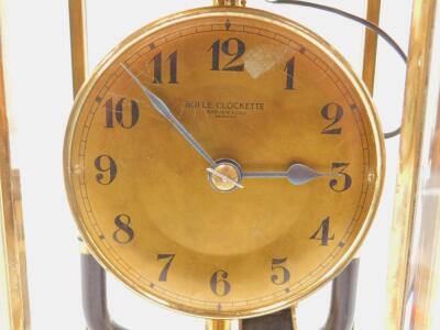 A Bulle Clockette brass and veined black marble electric mantel clock - 3