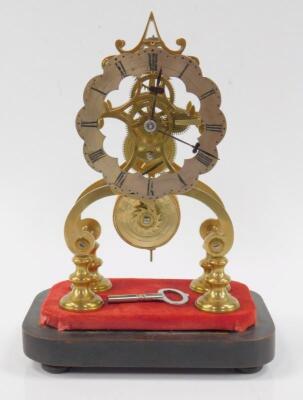 A Victorian brass skeleton clock - 2