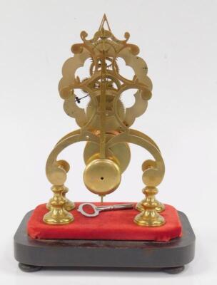 A Victorian brass skeleton clock - 4