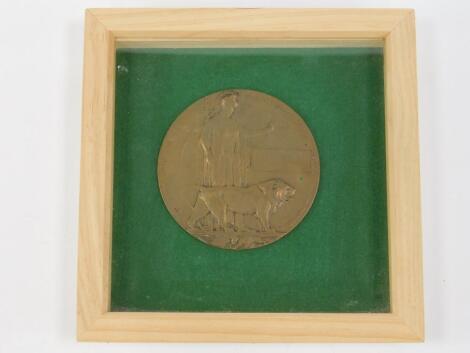 A WWI Widow's Penny Death Plaque to Robert McLaughlin