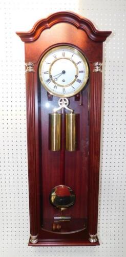 A Hermle mahogany cased regulator wall clock