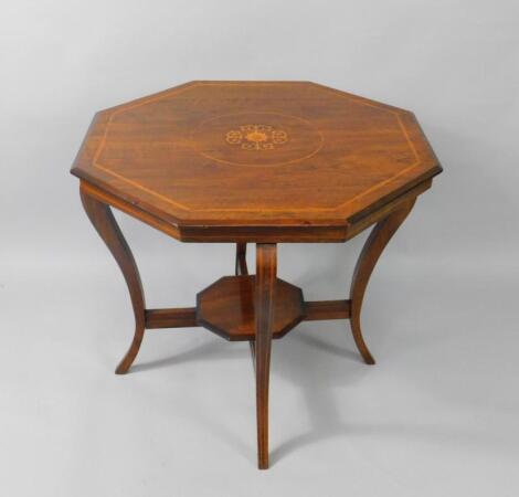 A Victorian rosewood and inlaid octagonal occasional table