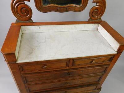 A French late 19thC marble topped mahogany dressing chest - 3