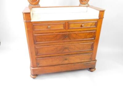 A French late 19thC marble topped mahogany dressing chest - 4