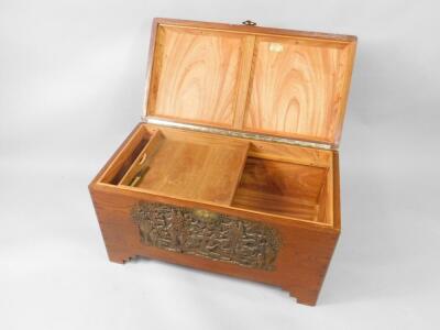 A camphorwood chest carved with landscapes - 2