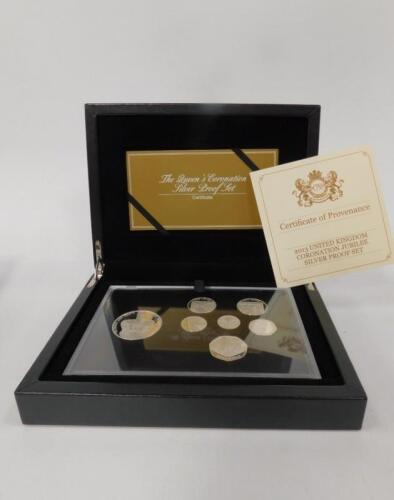 A Queen's Coronation Diamond Jubilee silver proof coin set 2013
