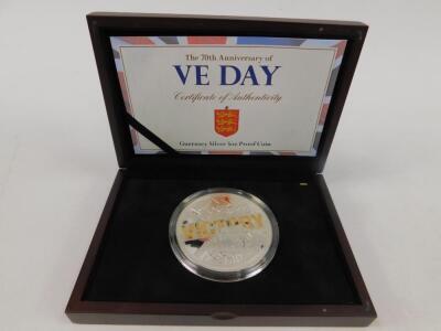 A 70th anniversary of VE Day Guernsey silver proof coin