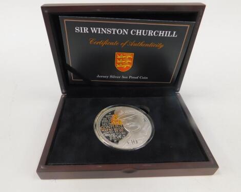 A Sir Winston Churchill Jersey silver proof coin